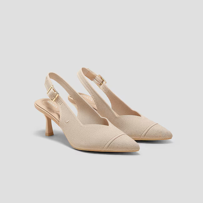 Women Shoe - Mid Heels (Cream)