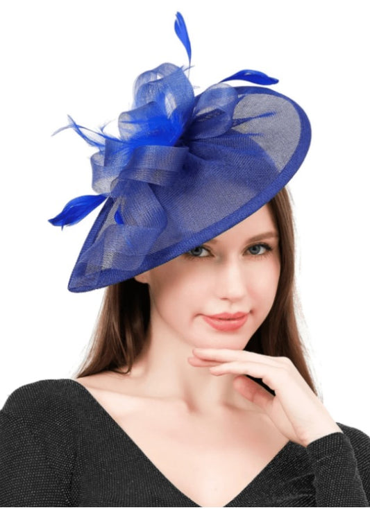 Women Hat - Formal Feather (Blue)